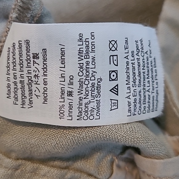 Madewell Harlow Tan Wide Leg Pleated Pants 100% Linen Wmns Petite 16 Boho Casual - Picture 12 of 13